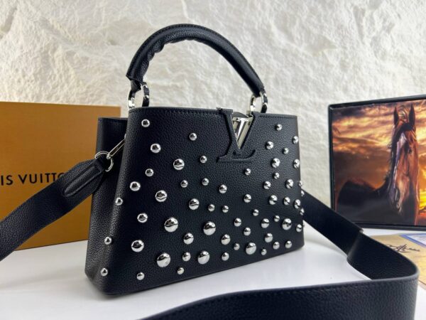 ⁦LV Capucines Mini Studded Black Leather – 20x25 cm⁩ - الصورة ⁦4⁩